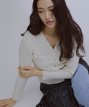 ウォッシャブルハイツイストVネックリブカーディガン