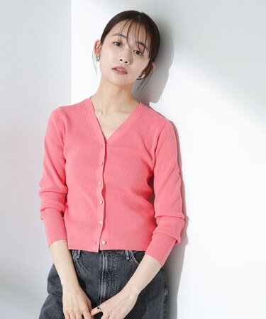 ウォッシャブルハイツイストVネックリブカーディガン