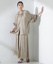 サテンギャザースカートパンツ（セットアップ可）