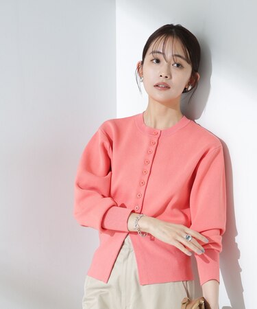 ダブルジャガードクルーネックニットカーディガン