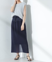 シアーストレッチサテン切り替えスカート