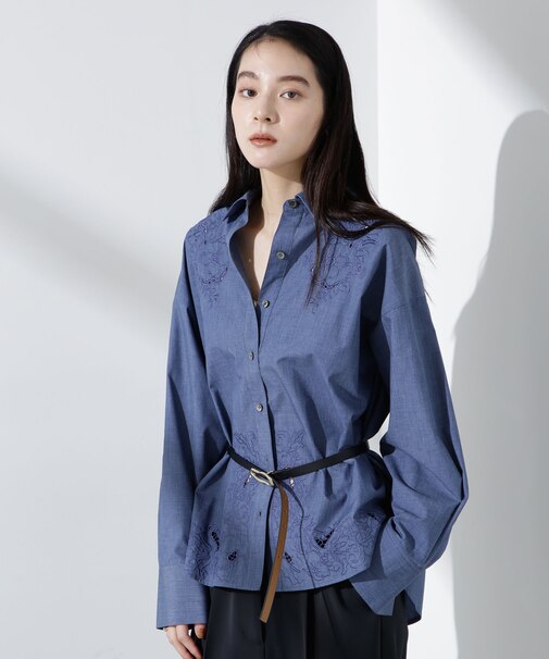 カットワークレースオーバーサイズシャツ