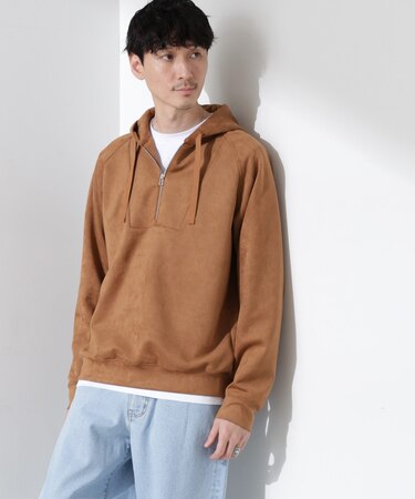 フェイクスエードハーフジップパーカーブルゾン