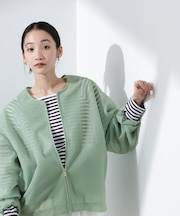 シアーダンボールカットノーカラーZIPupジャケット