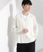 小紋オープンカラーシャツ　長袖