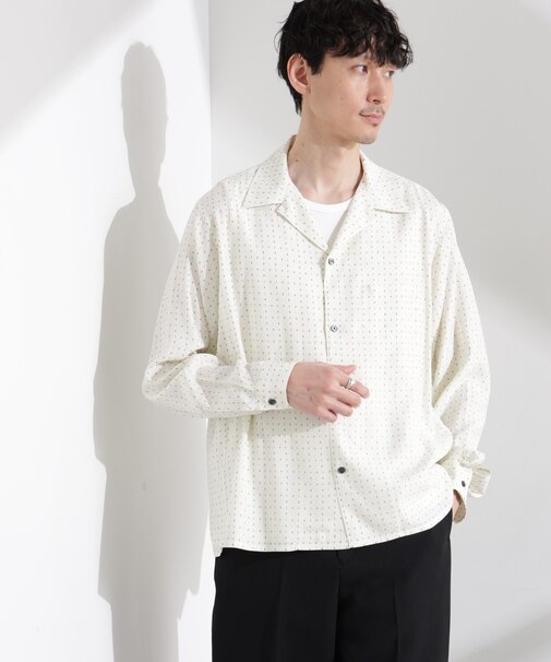 小紋オープンカラーシャツ　長袖