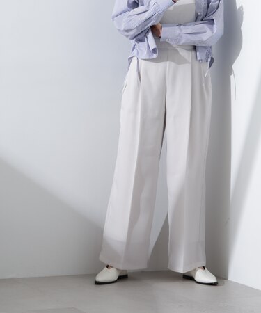 シアーヘムタックワイドパンツ