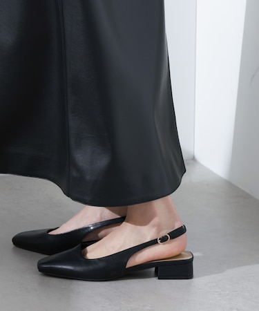 スリングバックスクエアトゥパンプス