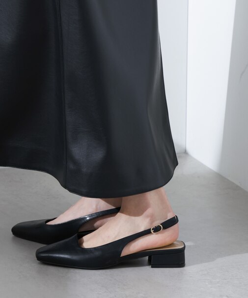 スリングバックスクエアトゥパンプス