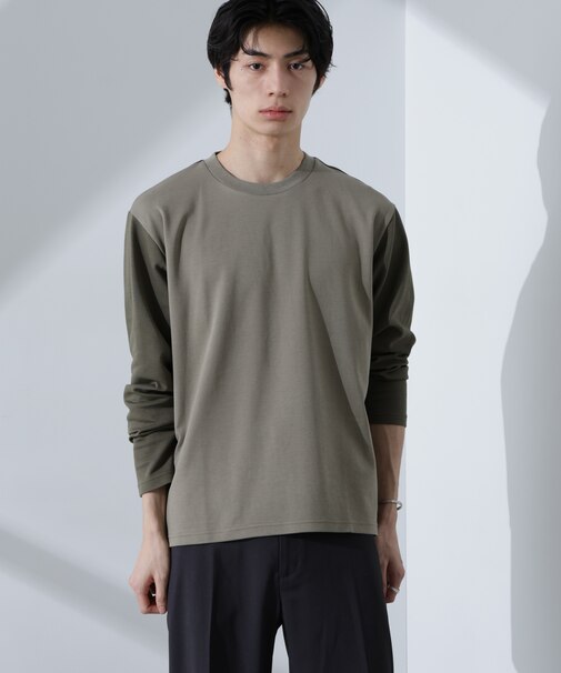 2トーンシルケットTシャツ 長袖