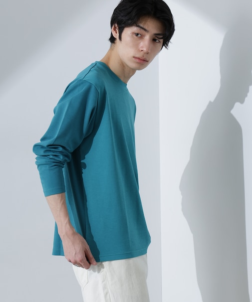 2トーンシルケットTシャツ 長袖