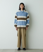 ｢HOTEL PALACE｣ オテルパラス レトロボーダーストーンウォッシュフーディーパーカー