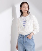フリンジニットクルーネックカーディガン