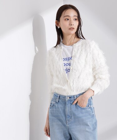 フリンジニットクルーネックカーディガン