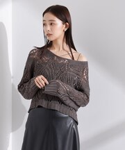 リリヤーン透かし編み柄ニットプルオーバー