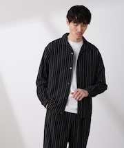 リネンブレンドピンストライプブルゾン（セットアップ可）
