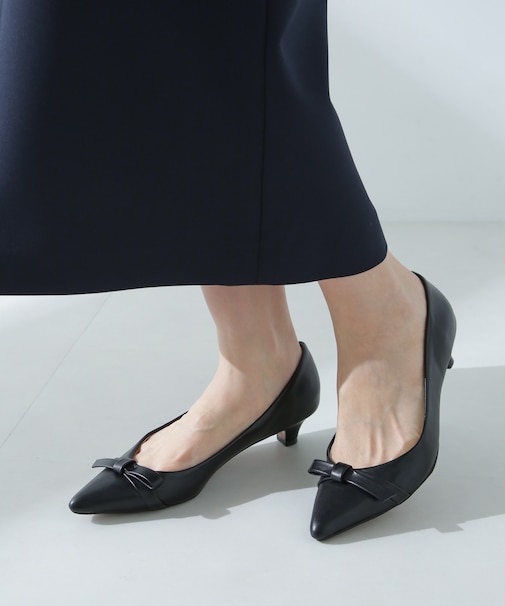 リボンローヒールパンプス