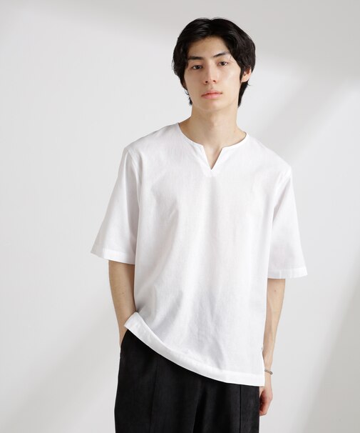 クールマックスリネン プルオーバーシャツ