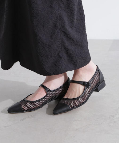 メッシュフラットパンプス