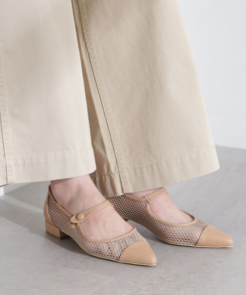 メッシュフラットパンプス