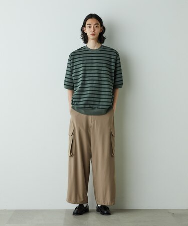 「HOTEL PALACE」オテルパラス ドライタッチバスクボーダールーズシルエットTシャツ