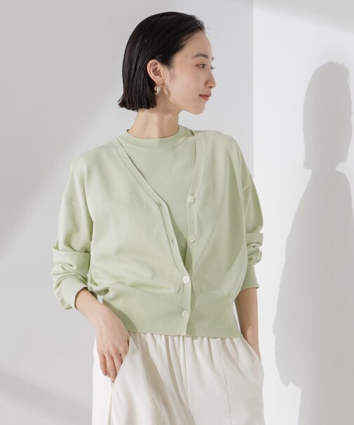 洗濯機洗い可UVカット接触冷感justVネックカーディガン