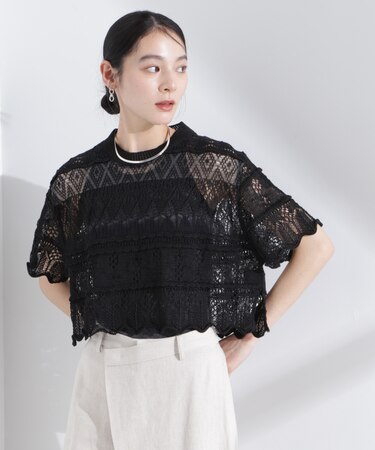 ODAKHA／crazy lace short knit