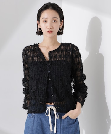フリンジチュール前後2wayブラウス（セットアップ可）