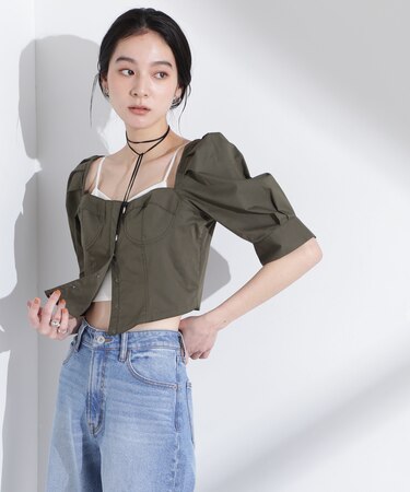 パフスリーブビスチェトップス