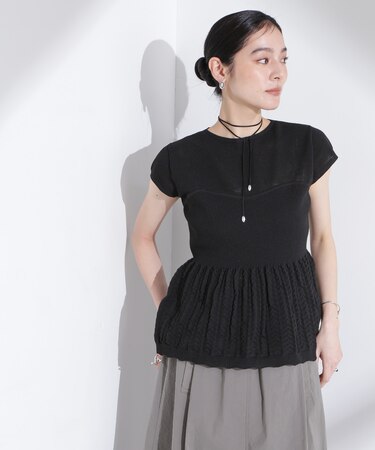 スカラップデザインニットトップス