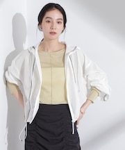 配色パイピングメッシュブルゾン