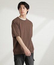ブークレクルーネックニット 半袖