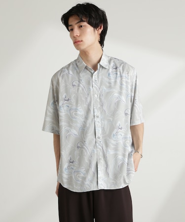 マーブルパターンシャツ 半袖