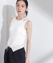 ランダムリブカップ付きスラッシュタンクトップ