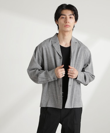 WEB限定／リネンライク開襟シャツ 長袖