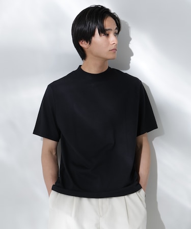 Anti Soaked(R)  汗染み防止 モックネックレギュラーシルエットTシャツ