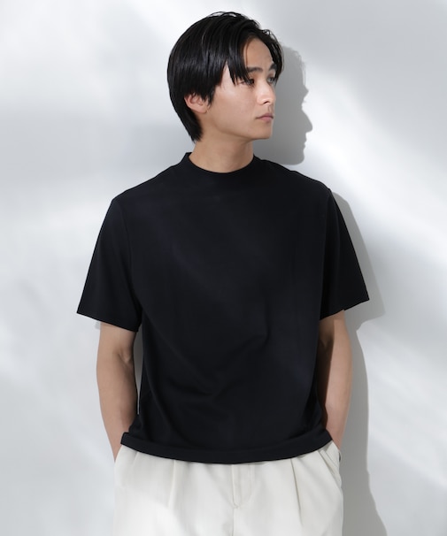 Anti Soaked(R)  汗染み防止 モックネックレギュラーシルエットTシャツ
