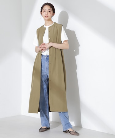 オープンフロントノースリーブワンピース