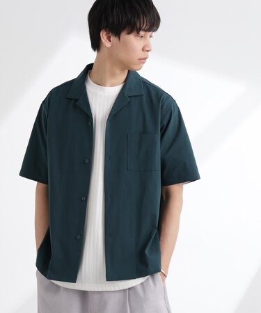 ドライジャージーオープンカラーシャツ 半袖(セットアップ可)