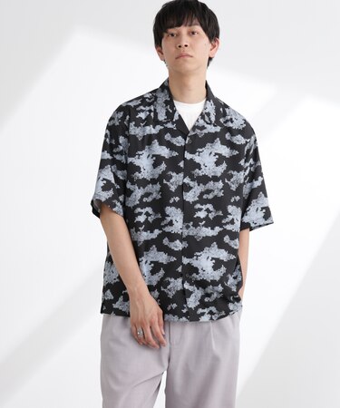 オリジナルパターン開襟シャツ 半袖