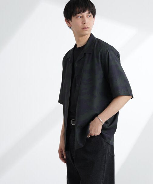 オリジナルパターン開襟シャツ 半袖