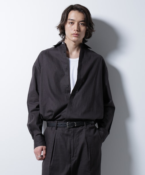 「BELGIUM LINEN FABRICS」リネンコットンレギュラーシャツ