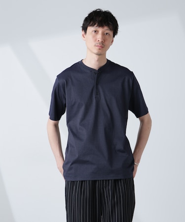 ソラーロライトストレッチヘンリーネックTシャツ（セットアップ可）
