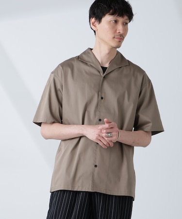 ソラーロライトストレッチワイドカラーシャツ 半袖(セットアップ可)