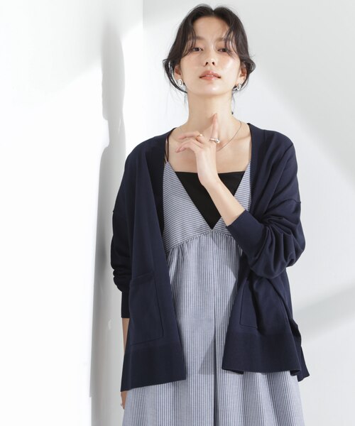 DEVOA GIZAコットンカーディガン amne ギザコットンカーディガン GIZA Round Cardigan （Black