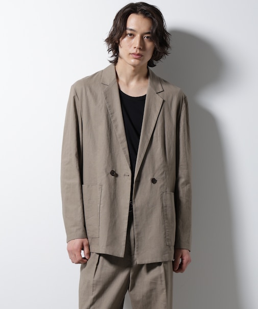「BELGIUM LINEN FABRICS」リネンコットンダブルジャケット(セットアップ可)