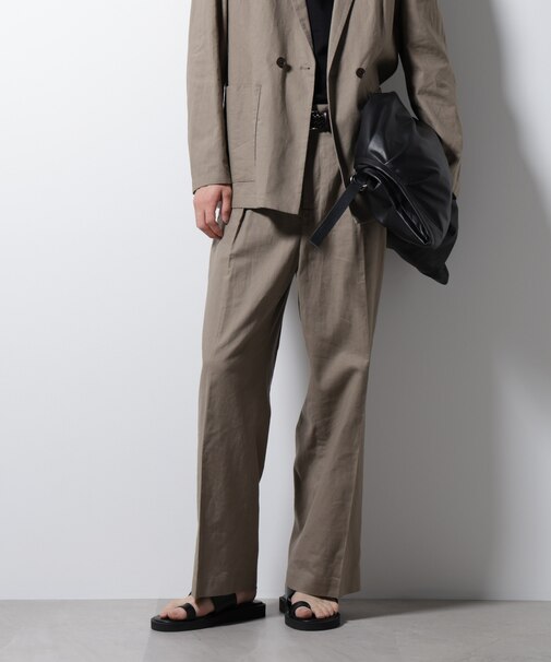 「BELGIUM LINEN FABRICS」リネンコットンストレートパンツ(セットアップ可)