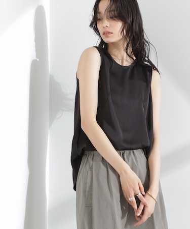 ダブルサテンノースリーブトップス