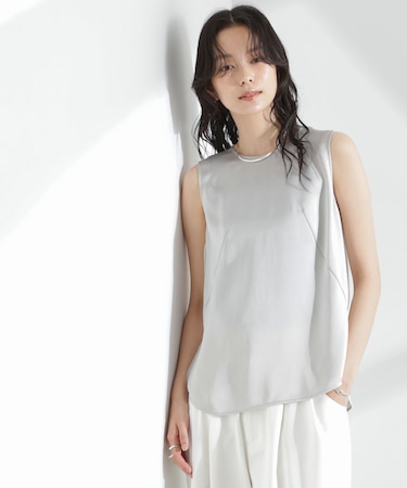 ダブルサテンノースリーブトップス