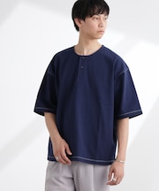 ヘビーオンスワイドヘンリーネックTシャツ 半袖